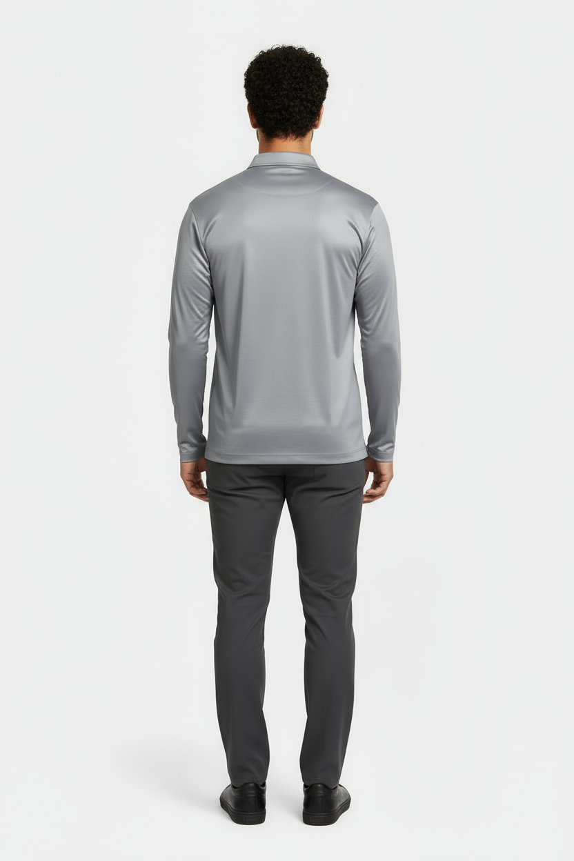 Grey Longsleeve Polo Shirt