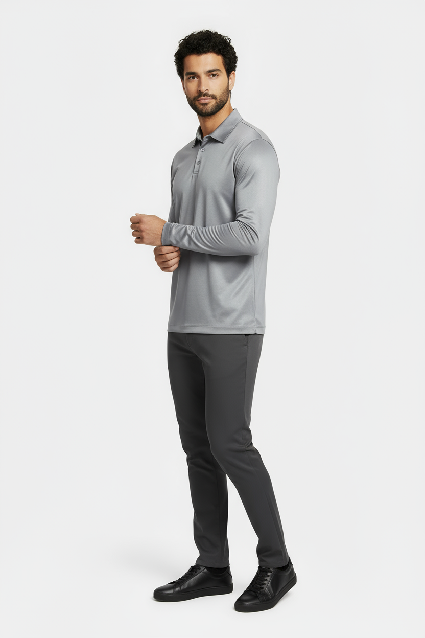 Grey Longsleeve Polo Shirt