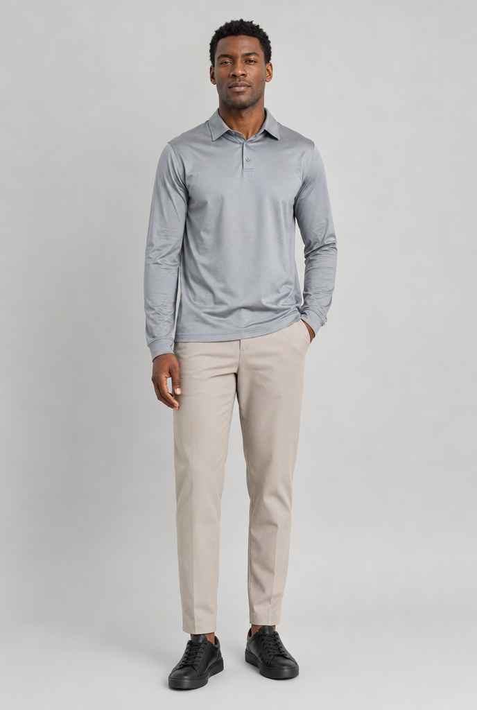 Grey Longsleeve Polo Shirt