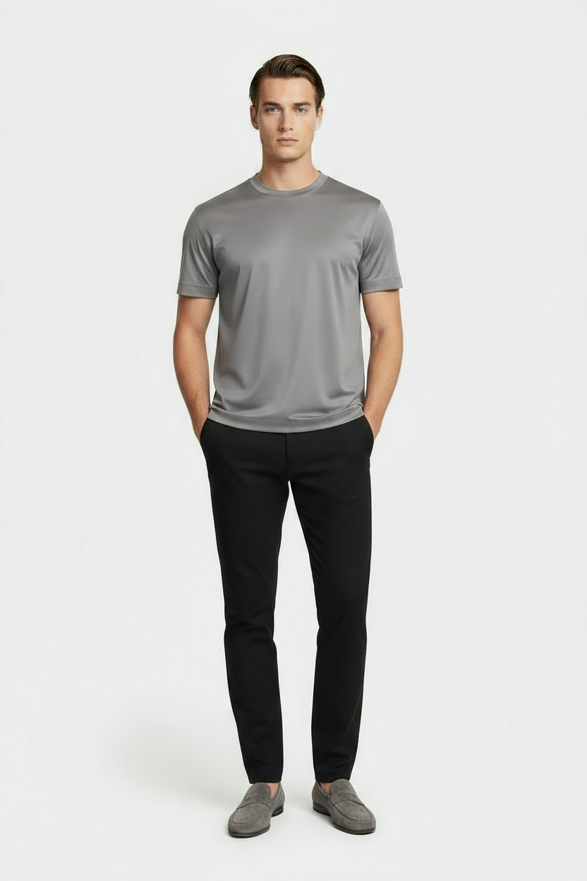 Luxe Glanzend Grijs T-shirt