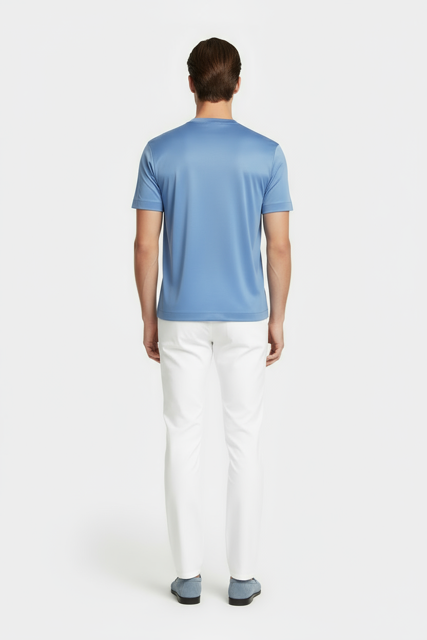 Luxe Glanzend Lichtblauw T-shirt