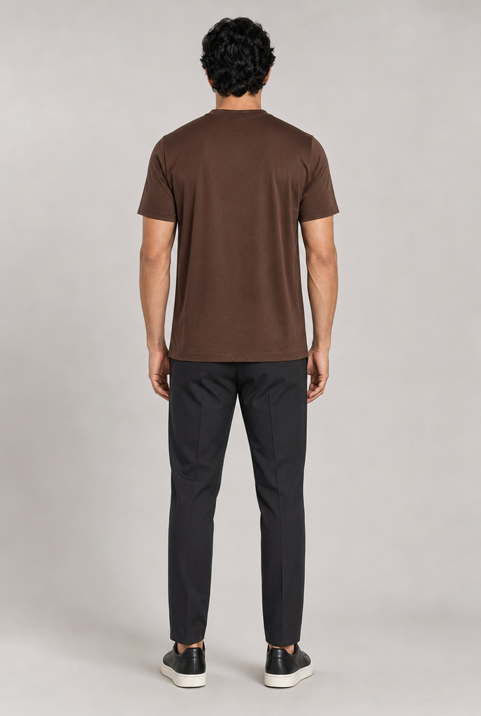 Luxe Glanzend Donkerbruin T-shirt