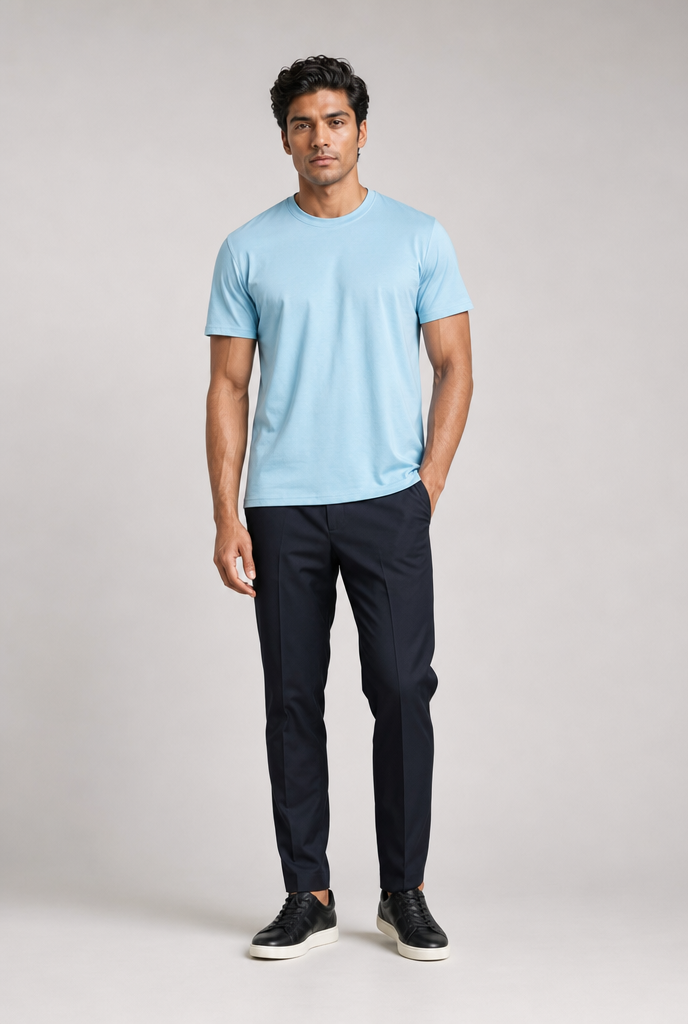 Luxe Glanzend Lichtblauw T-shirt