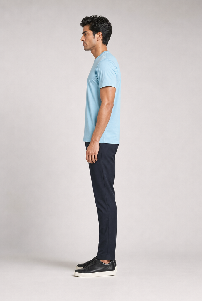 Luxe Glanzend Lichtblauw T-shirt