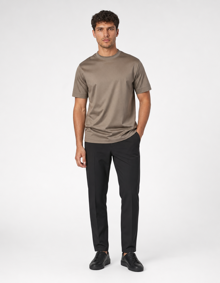 Luxe Glanzend Taupe T-shirt
