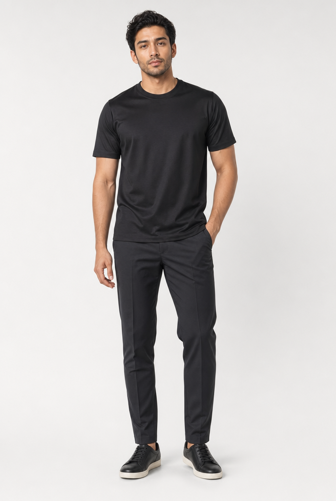Luxe Glanzend Zwart T-shirt