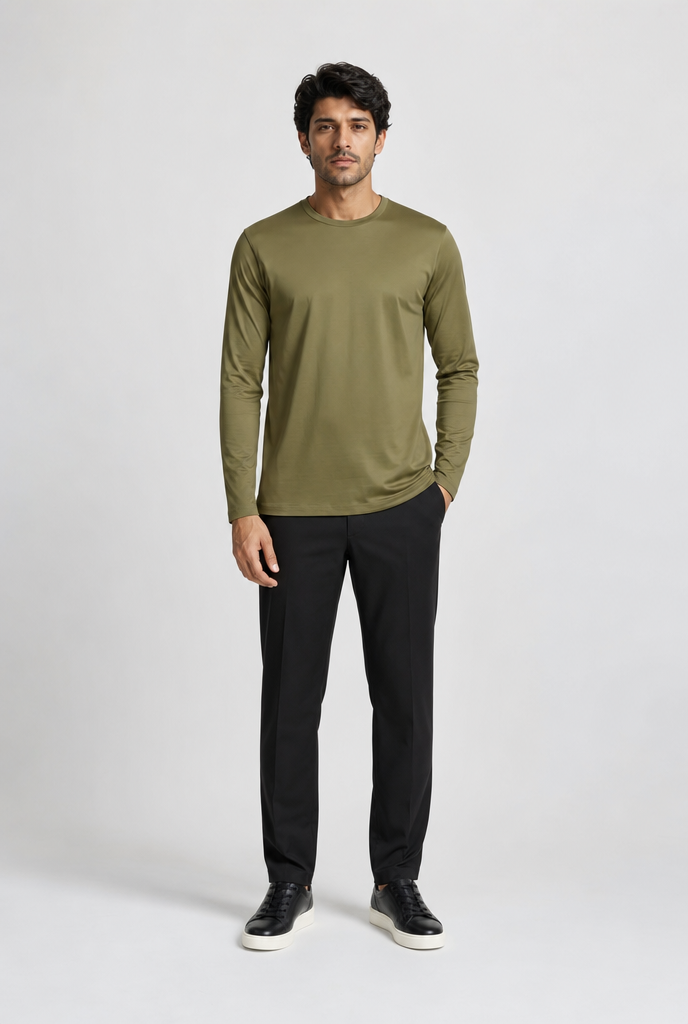 Luxe Groene Longsleeve T-shirt