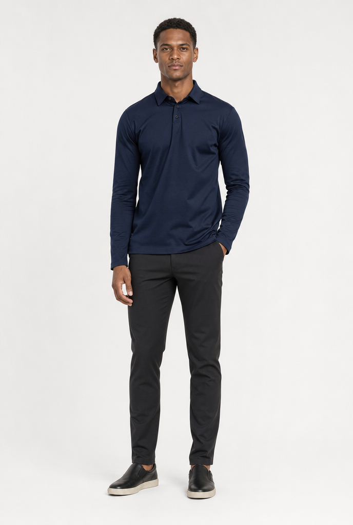 Midnight Blue Longsleeve Polo Shirt
