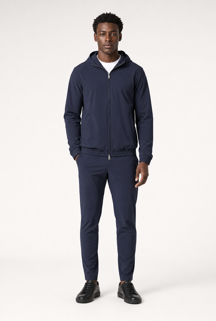 Midnight Blue Hooded Tech Suit