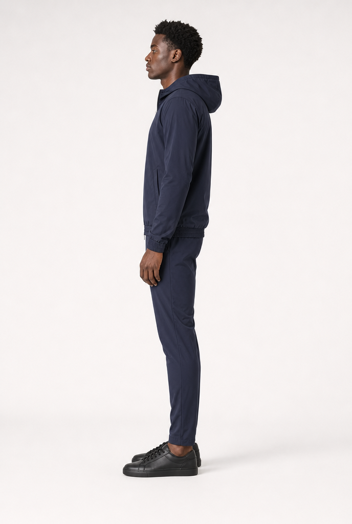 Midnight Blue Hooded Tech Suit