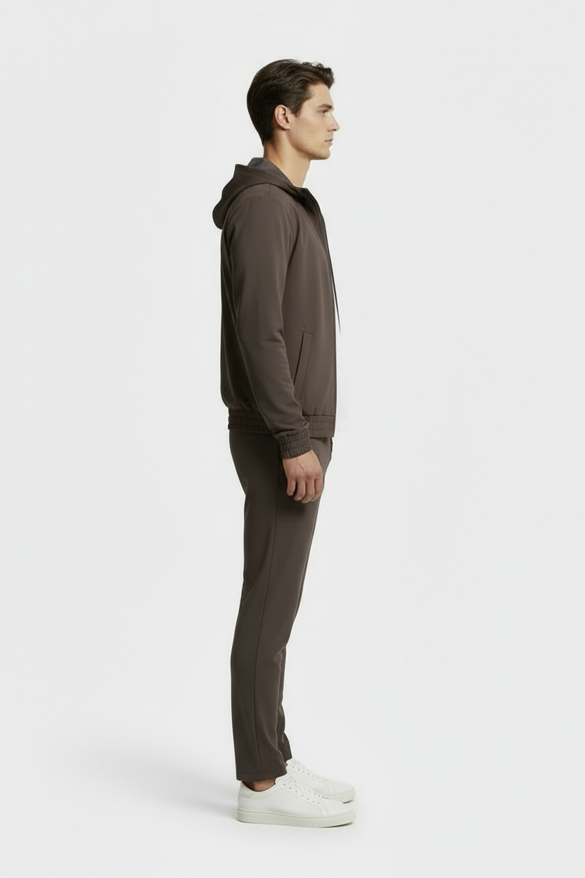 Mocha Brown Hooded Tech Suit