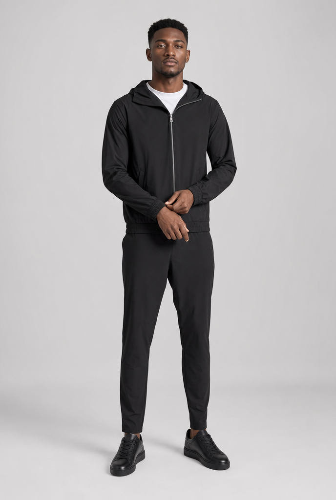 Onyx Black Hooded Tech Suit