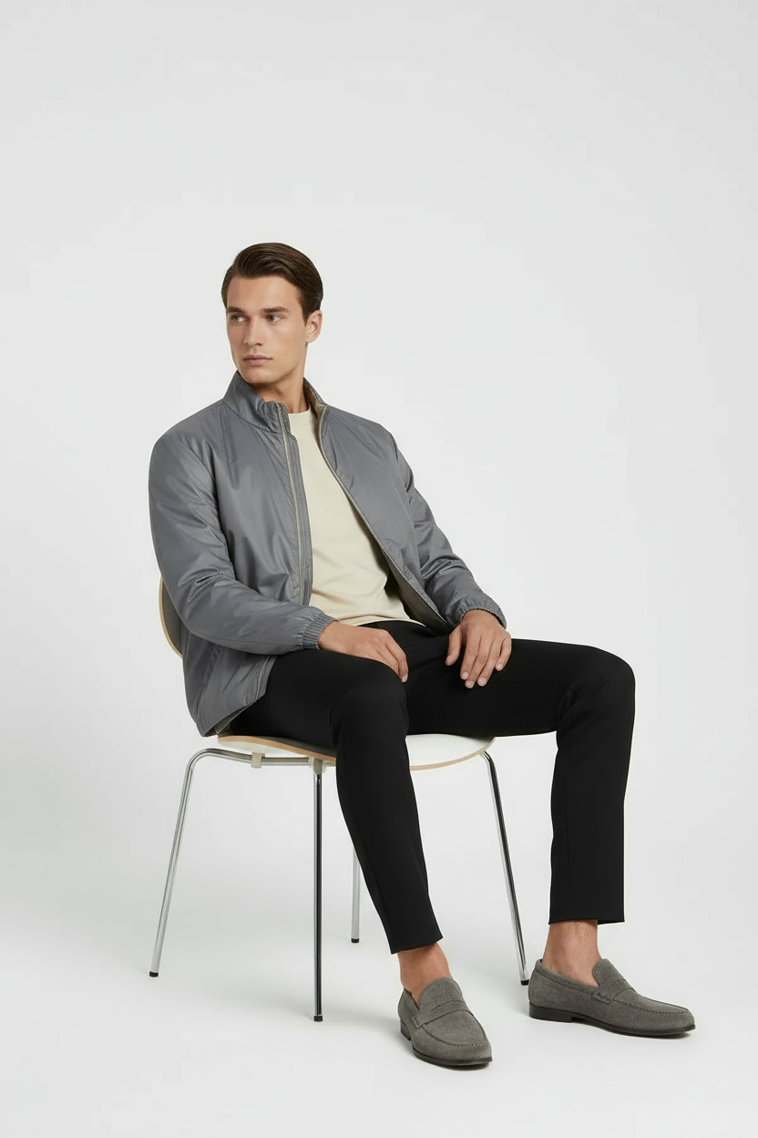 Reversible Jacket Steel Grey & Sand