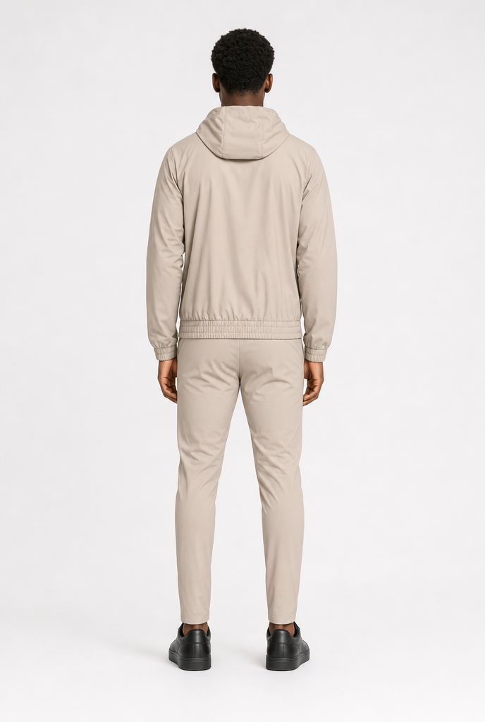 Light Beige Tech Suit Hooded