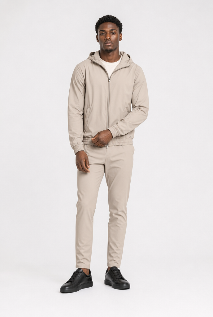 Light Beige Tech Vest Hooded