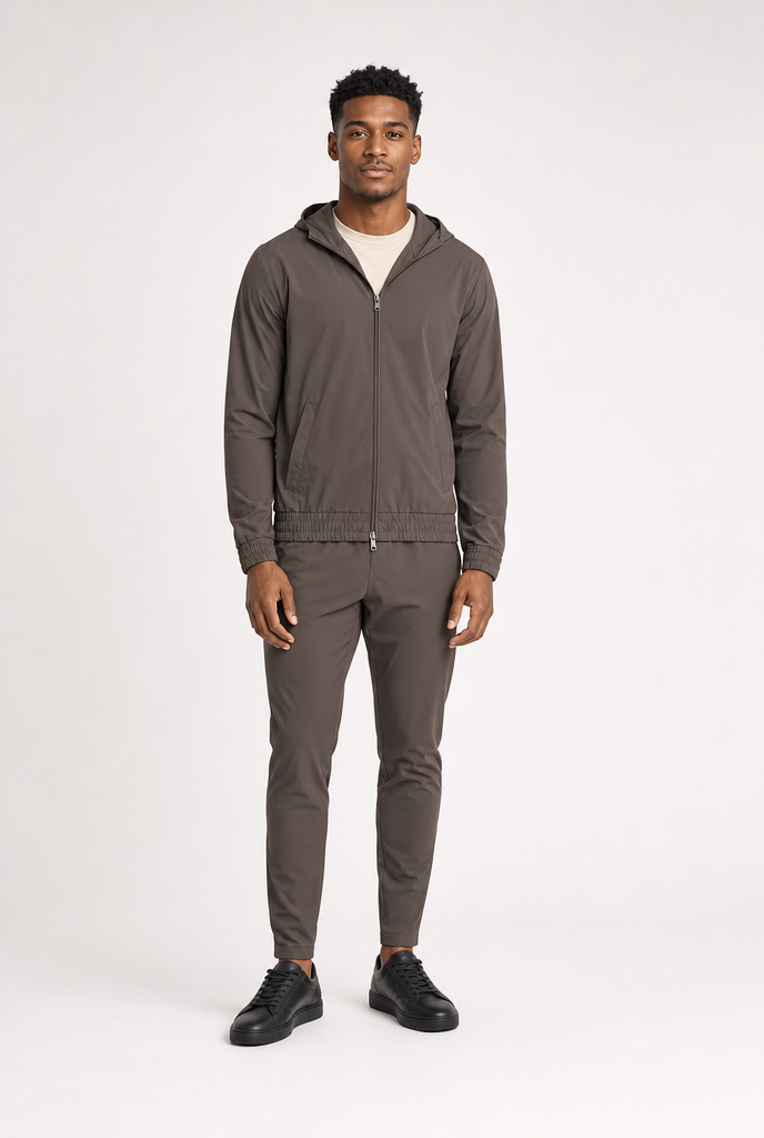 Mocha Brown Hooded Tech Suit