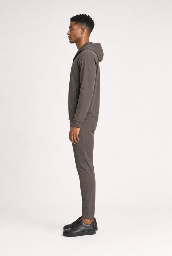 Mocha Brown Hooded Tech Suit