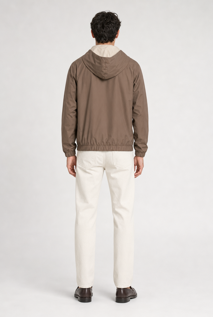 Taupe Hooded Tech Jacket
