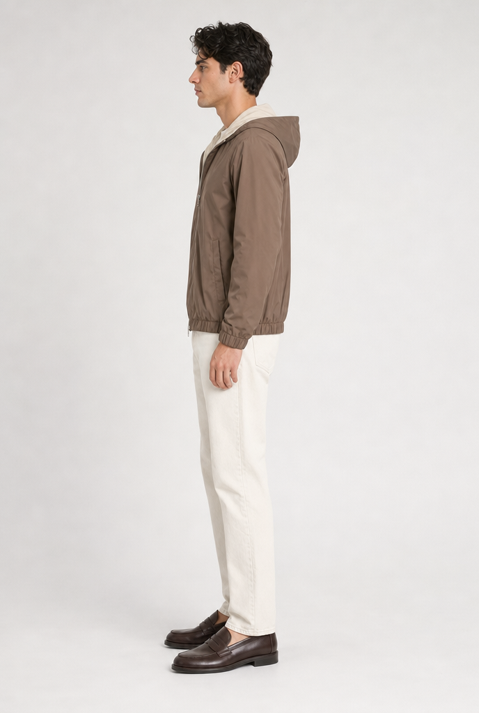 Taupe Hooded Tech Jacket