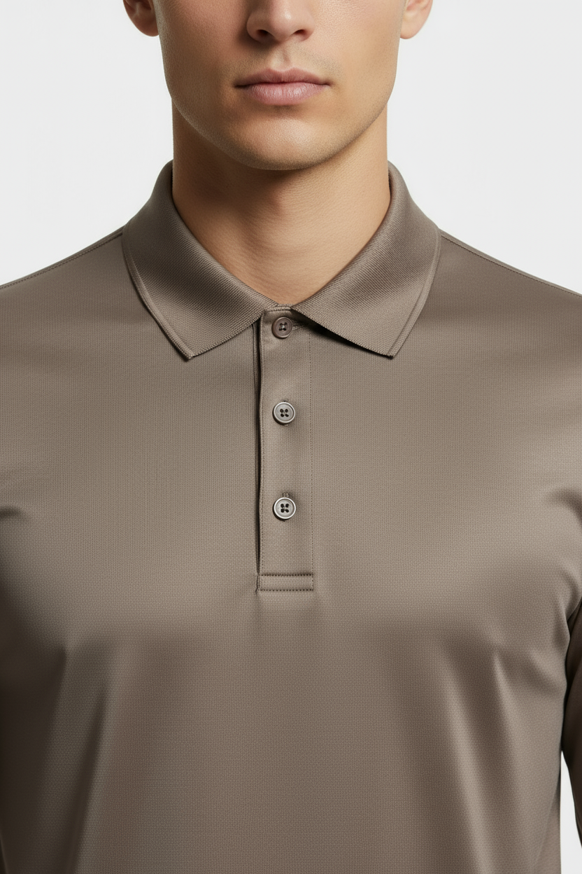 Taupe Longsleeve Polo Shirt