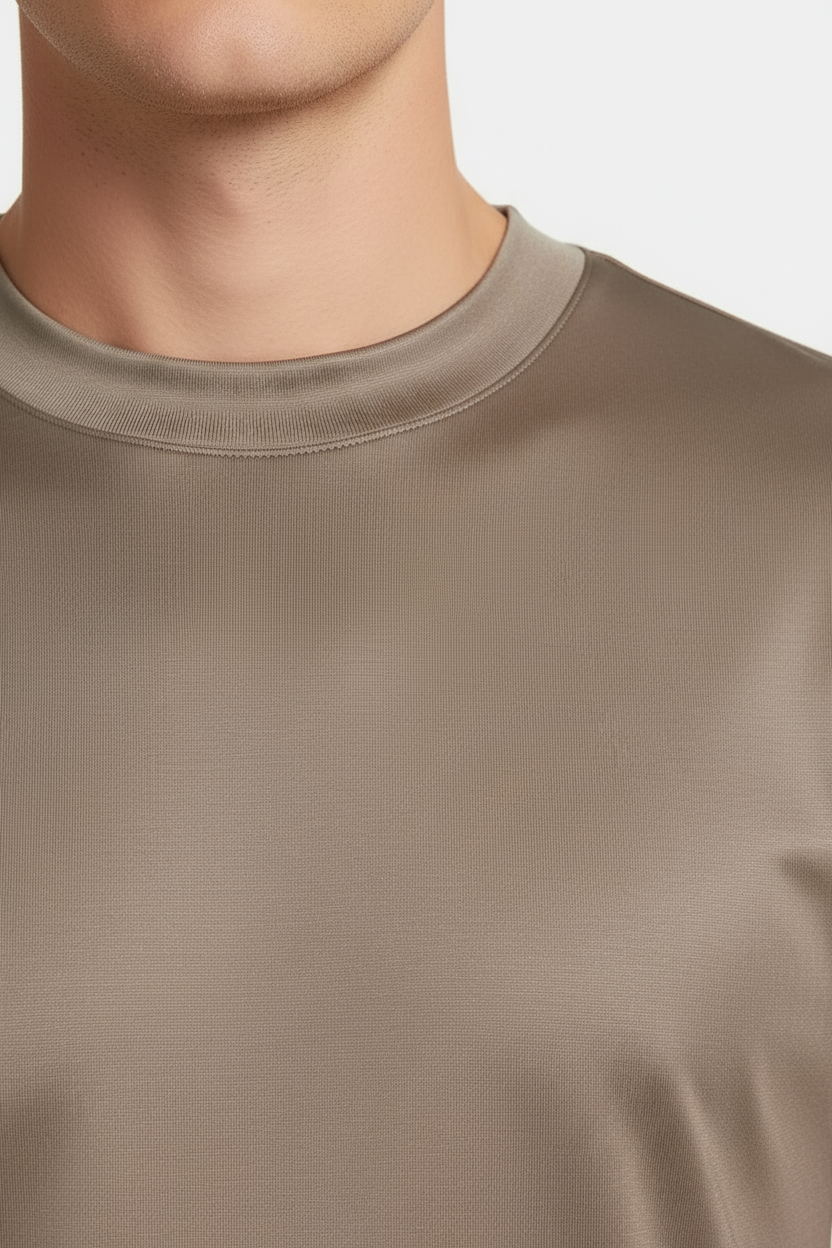 Luxe Glanzend Taupe T-shirt