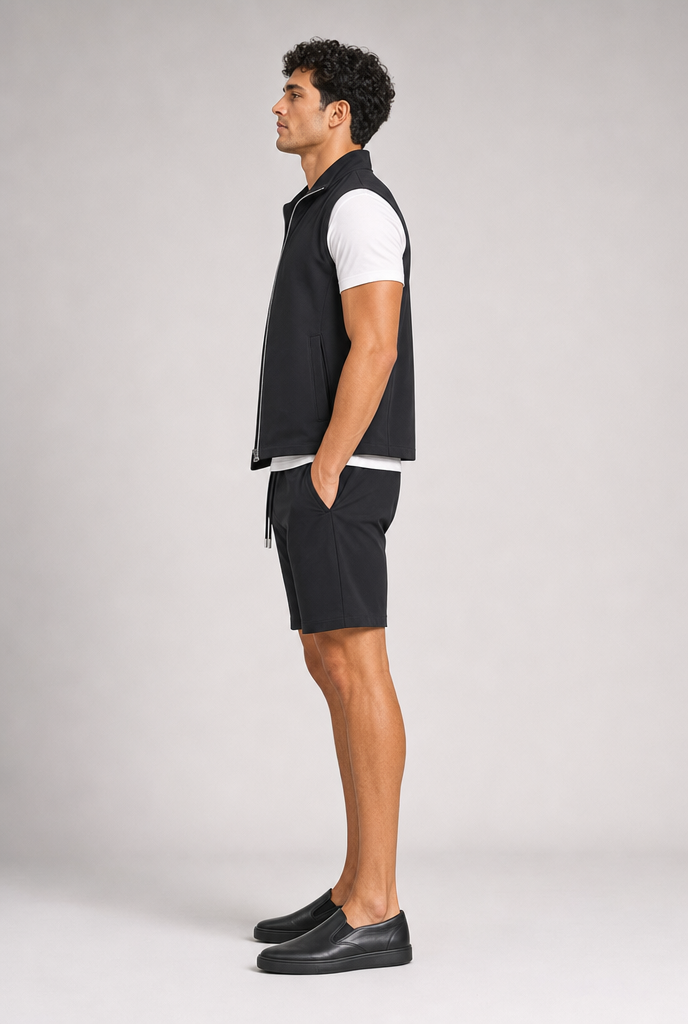 Zwart Tech Gilet + bijbehorende Short