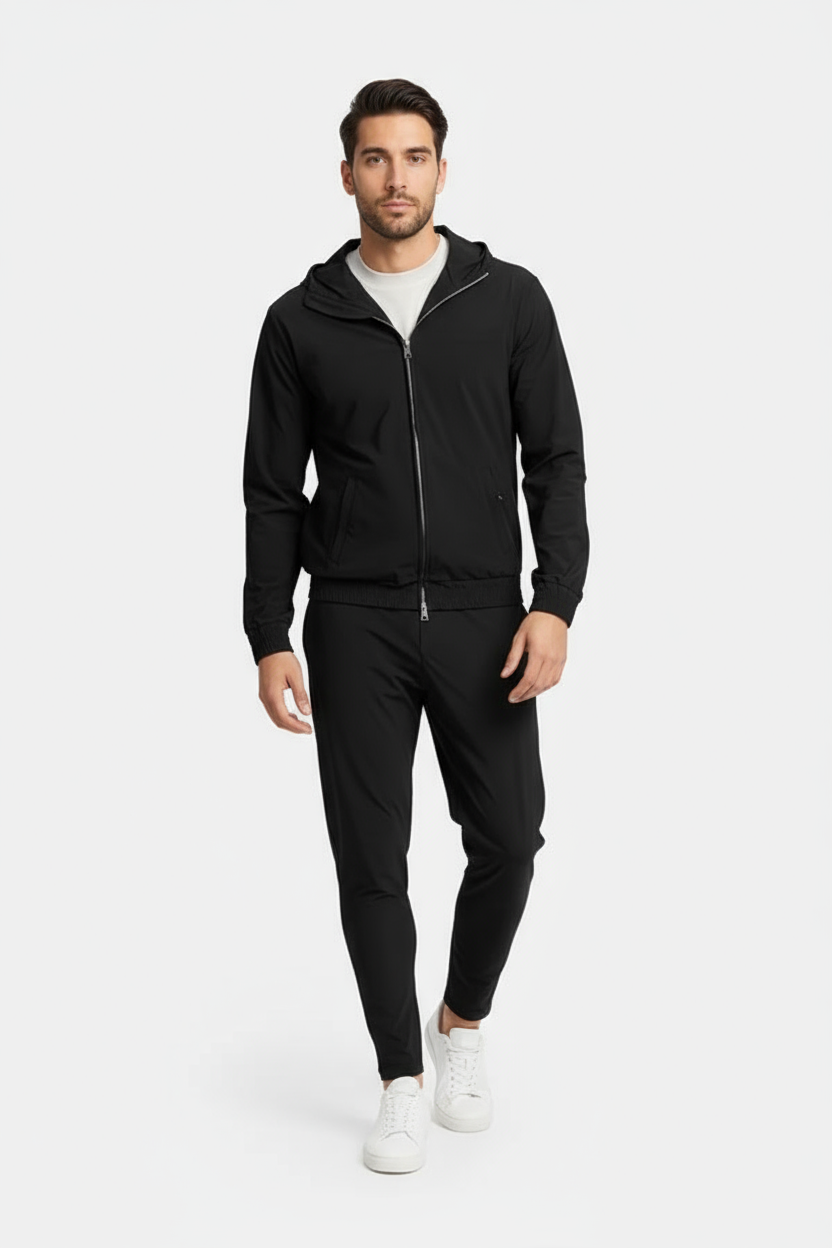 Onyx Black Hooded Tech Suit