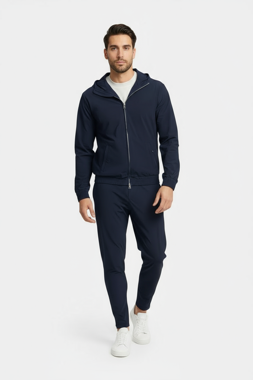 Midnight Blue Hooded Tech Suit