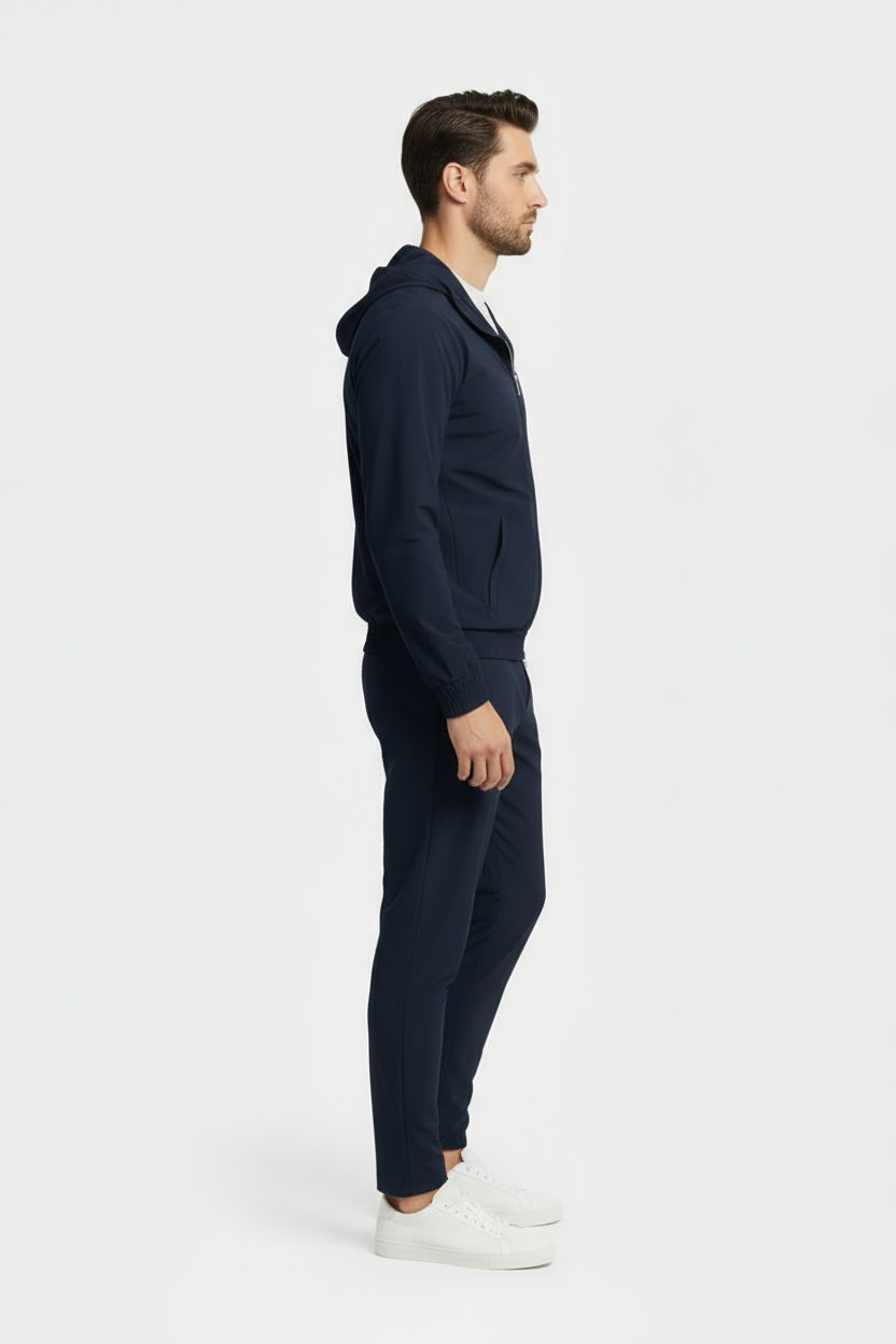Midnight Blue Hooded Tech Suit
